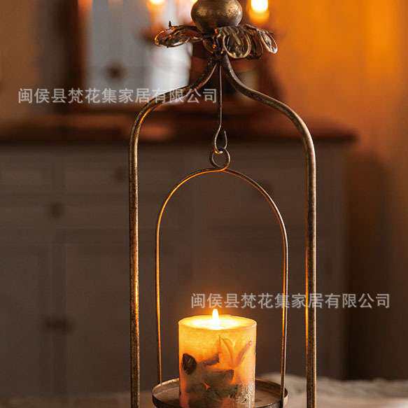 美式复古金属蜡烛台圣诞节日装饰麋鹿做旧烛台餐厅桌面创意摆件