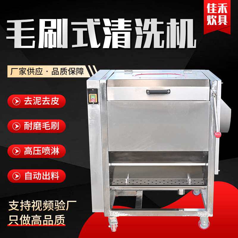 厂家商用电动毛刷洗菜机红薯地瓜马铃薯去皮磨皮机毛刷去皮清洗机