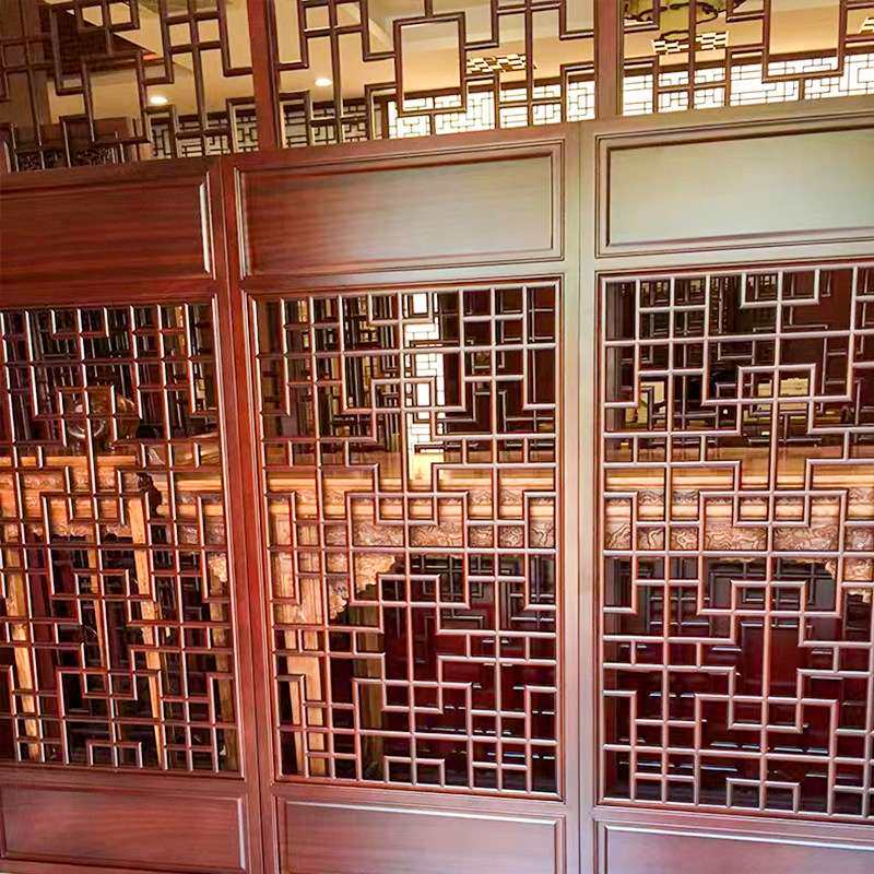 中式实木隔断入户玄关客厅餐厅电视柜镂空隔断新中式屏风隔断客厅