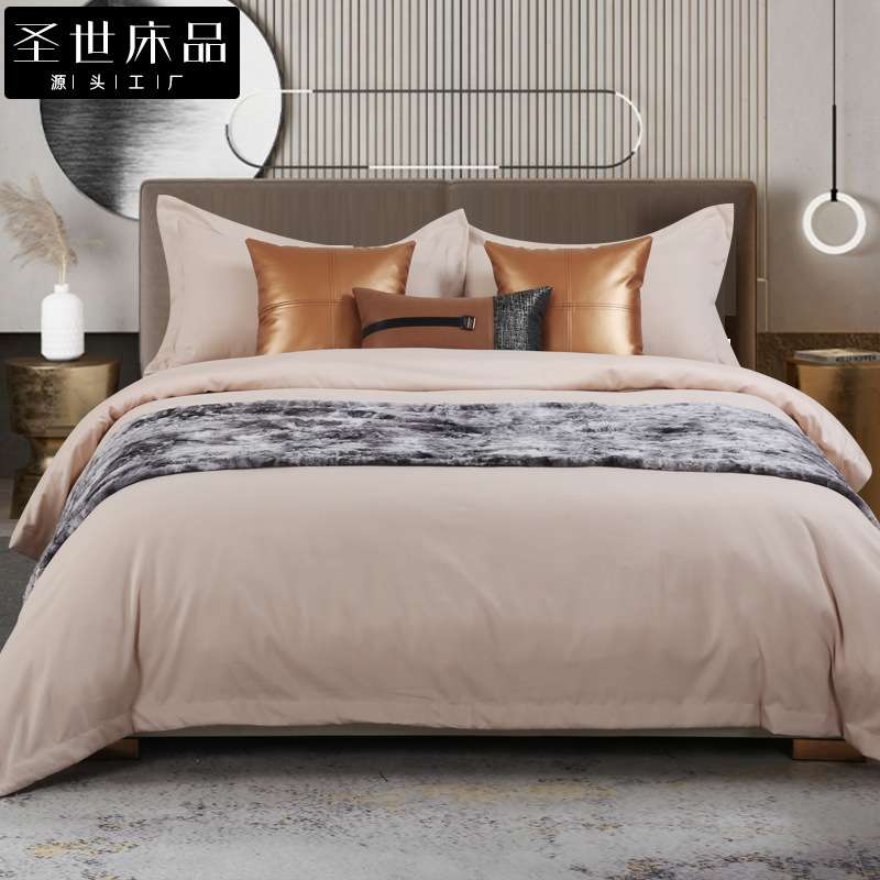 展厅样板间家具配套床品 轻奢意式港式简约软装床品八件套图片