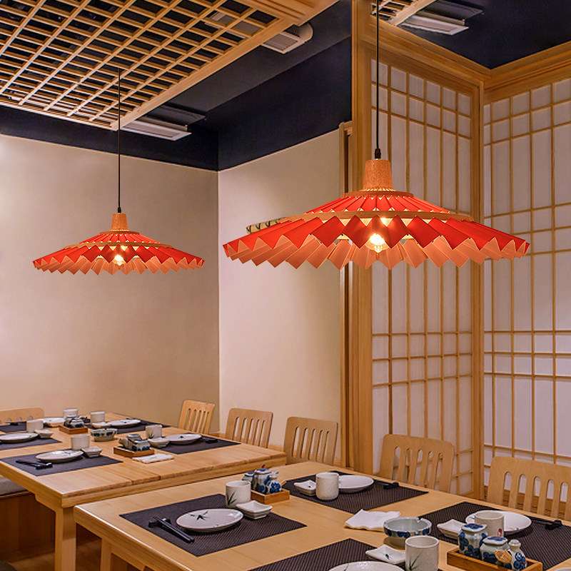 竹艺仿古雨伞吊灯创意个性餐厅火锅店禅意茶楼酒店中国风竹编伞灯