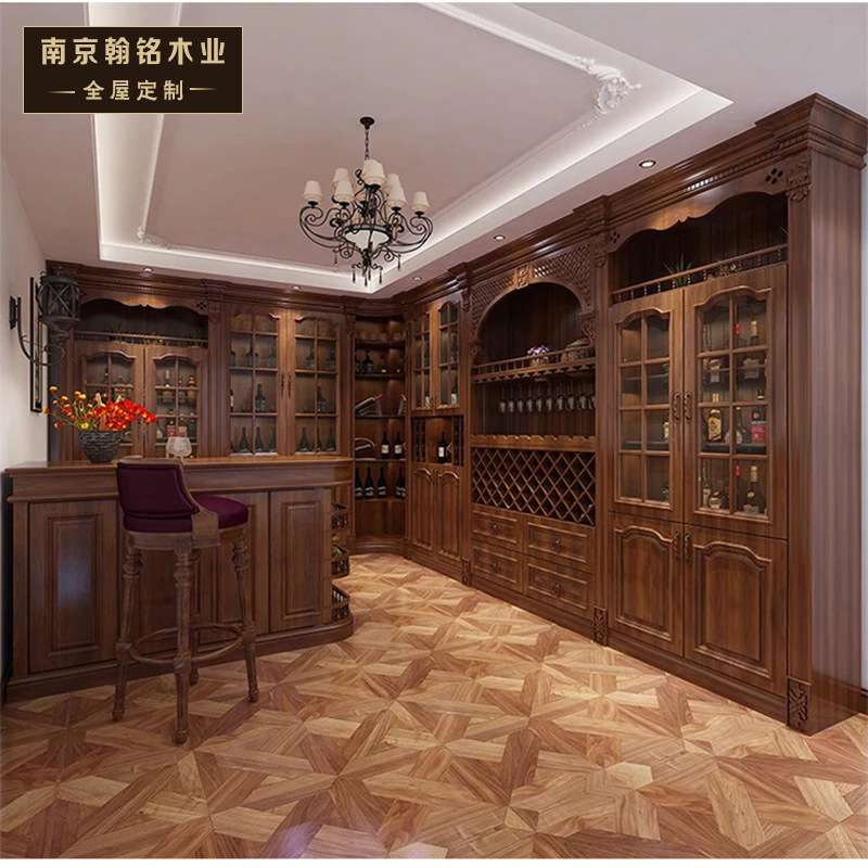 南京酒窖定 制工厂 定 做欧式法式整体酒柜 全实木整套餐厅餐边柜