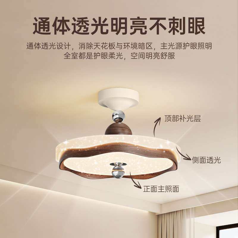 简约中古风卧室星空吊灯全光谱护眼奶白圆形花边高亮房间主卧灯具