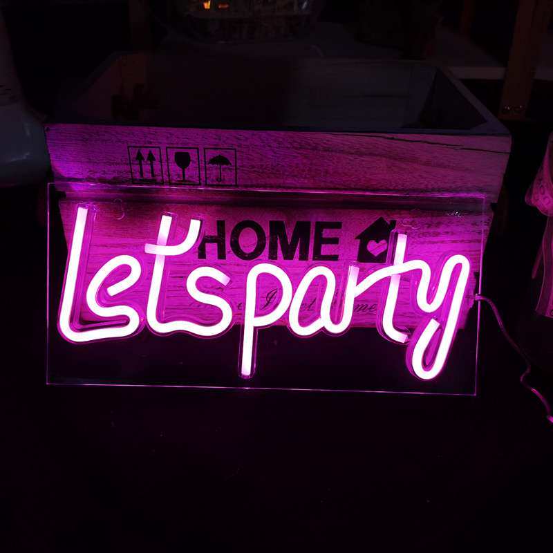 跨境LED背板Let's party霓虹灯彩灯造型灯节日派对卧室装饰氛围灯