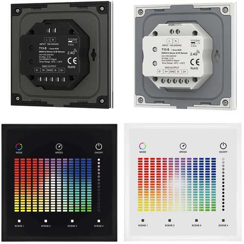 DMX512主控双色温触摸条CCT调光调色钢化玻璃触摸?板黑白T12-S