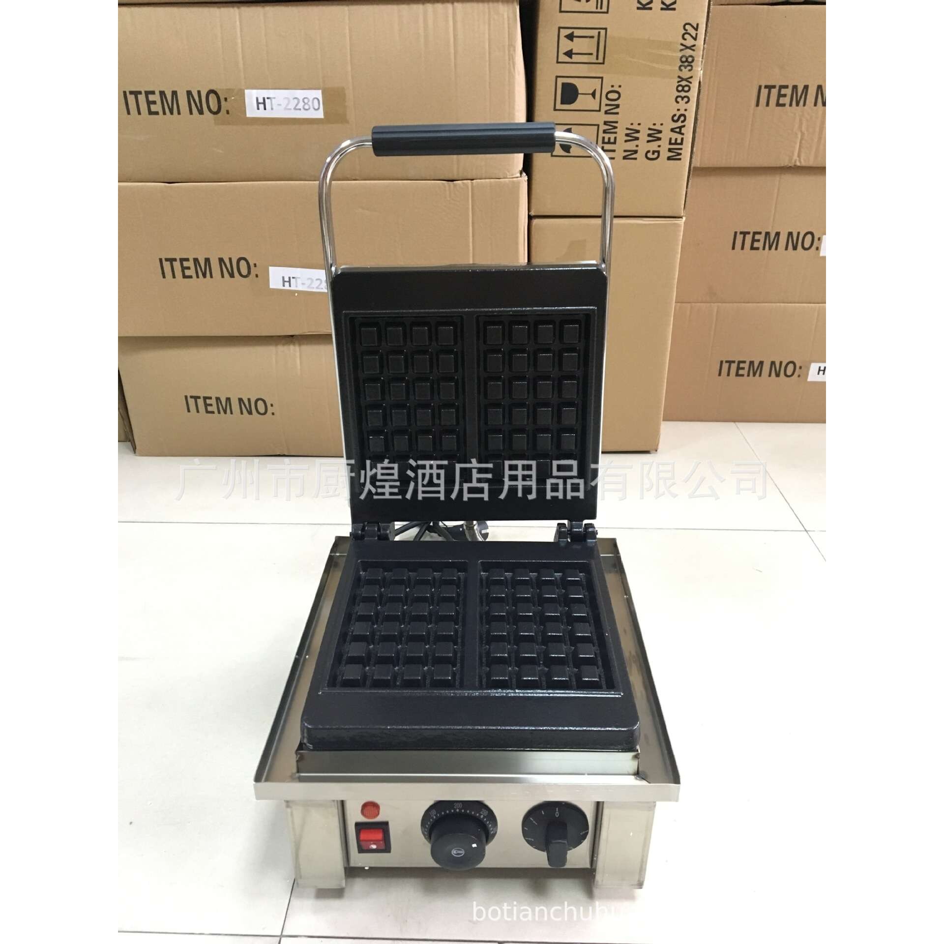 商用双头方形华夫松饼机电热不粘锅涂层华夫松饼机2片华夫饼