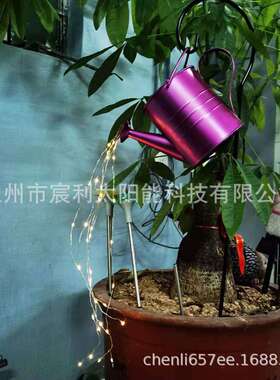 太阳能灯户外LED草坪插地灯花园庭院照明艺术景观公园紫色水壶灯