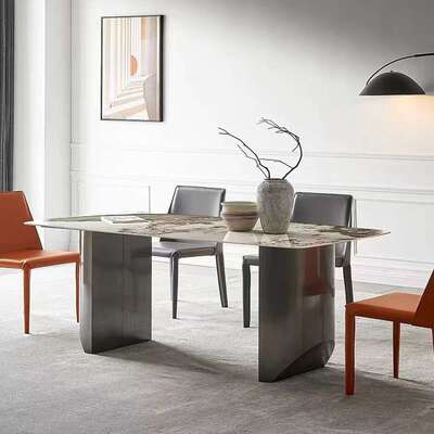 轻奢岩板餐桌现代简约桌子客厅