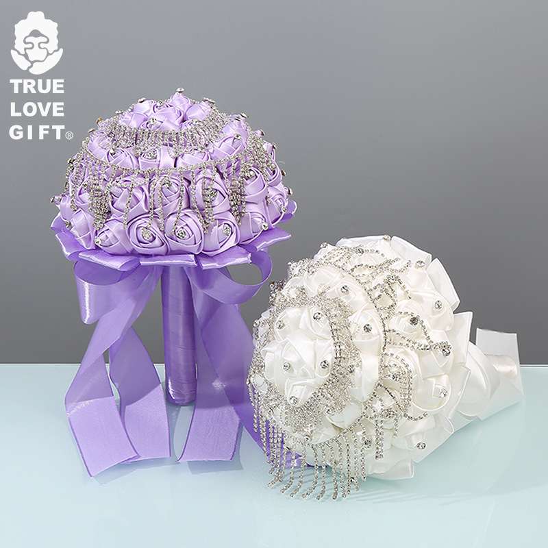 心爱婚品 韩式新娘手捧花手工花布艺绢花手捧花OPP袋-绢花手拿花