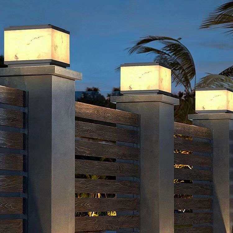 仿云石罩太阳能柱头灯围墙灯别墅庭院装饰led Outdoo rsolar lamp