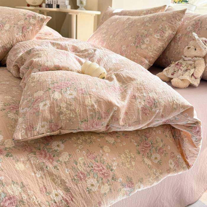 2025新款云感双层纱床上四件套被套亲肤水洗棉床单学生宿舍三件套