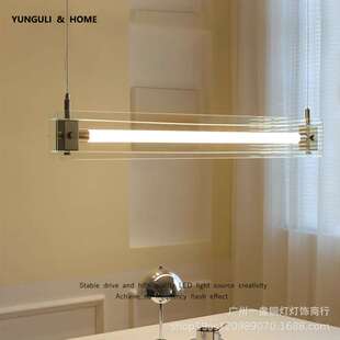 极简餐厅马扎吊灯工作室几何岛台设计师艺术吧台书房玻璃一字吊灯