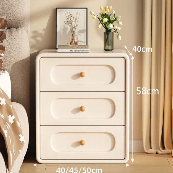 收纳2025卧室简约床边现代小型轻奢床边柜新款实木床头柜奶油家用