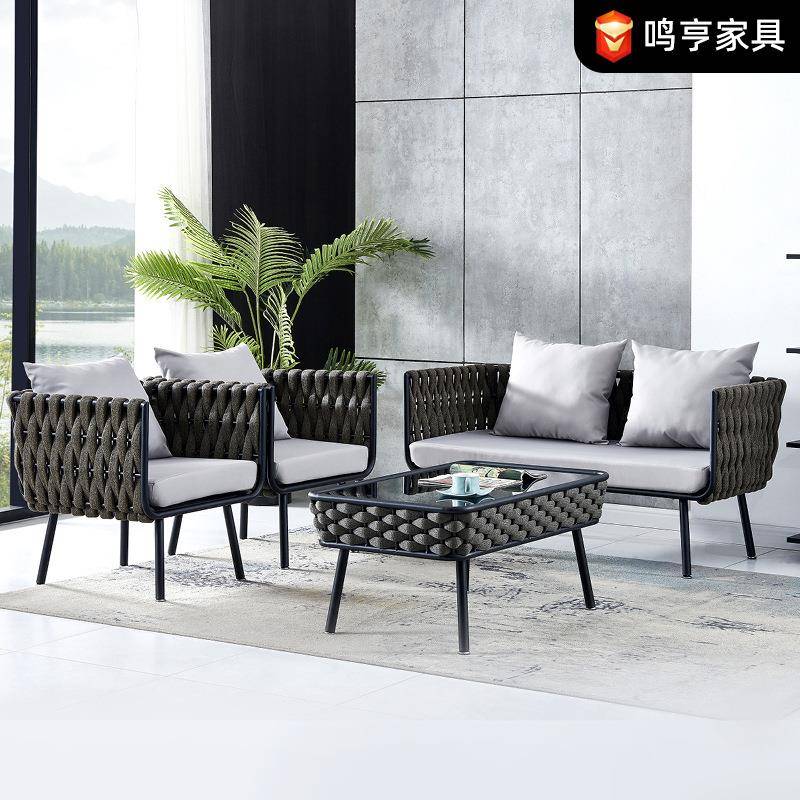 户外沙发庭院绳编椅室外阳台别墅藤编椅防雨防晒酒店露天休闲藤编