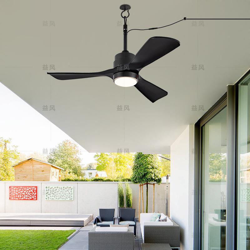 防水防晒户外风扇灯阳光房凉亭挂钩吊扇灯工业风室外装饰电风扇灯