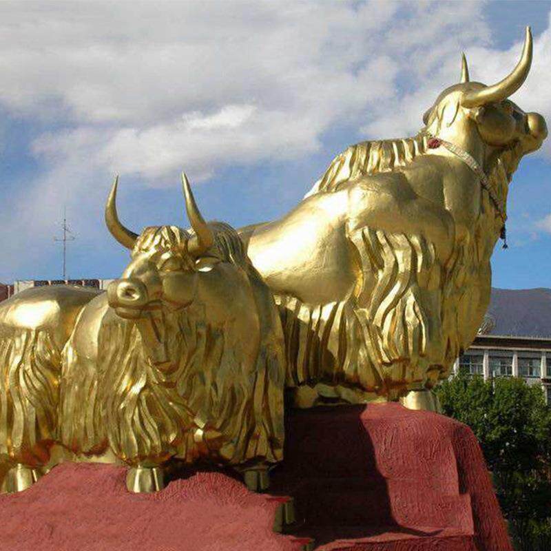 园林铸铜动物铜牦牛雕塑 大型铜雕耕牛华尔街牛户外牛雕塑摆件