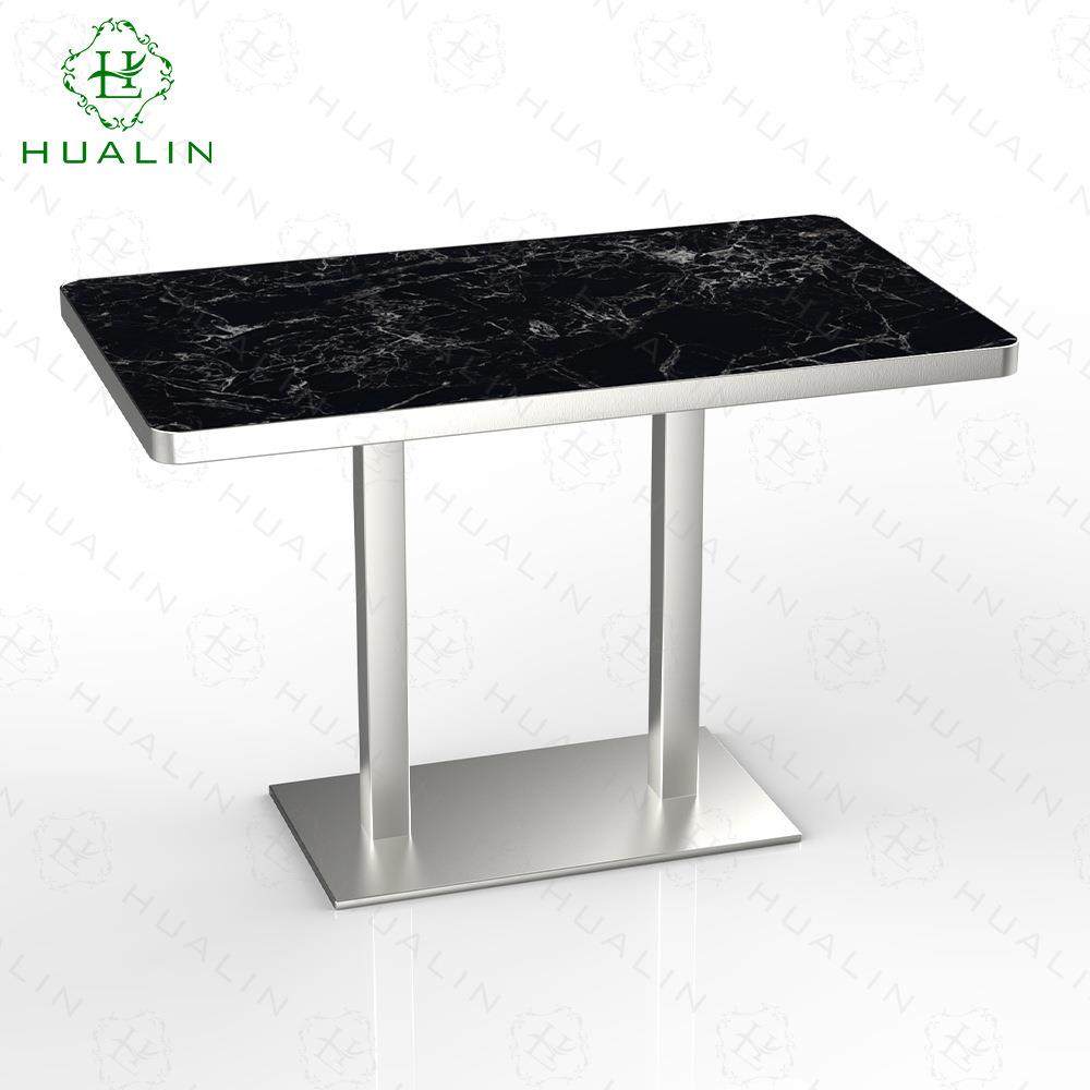 现代高端轻奢别墅高密度岩板长方形餐桌商用天然奢石极简餐饮家具