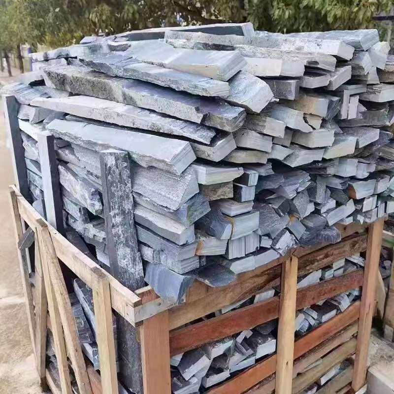青石板乱石条庭院花园水池园林不规则毛边条文化石片景观天然石材