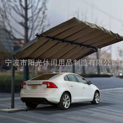 凉棚停车棚汽车蓬侧立式双柱大伞遮阳户外太阳篷伞花园庭院休闲篷