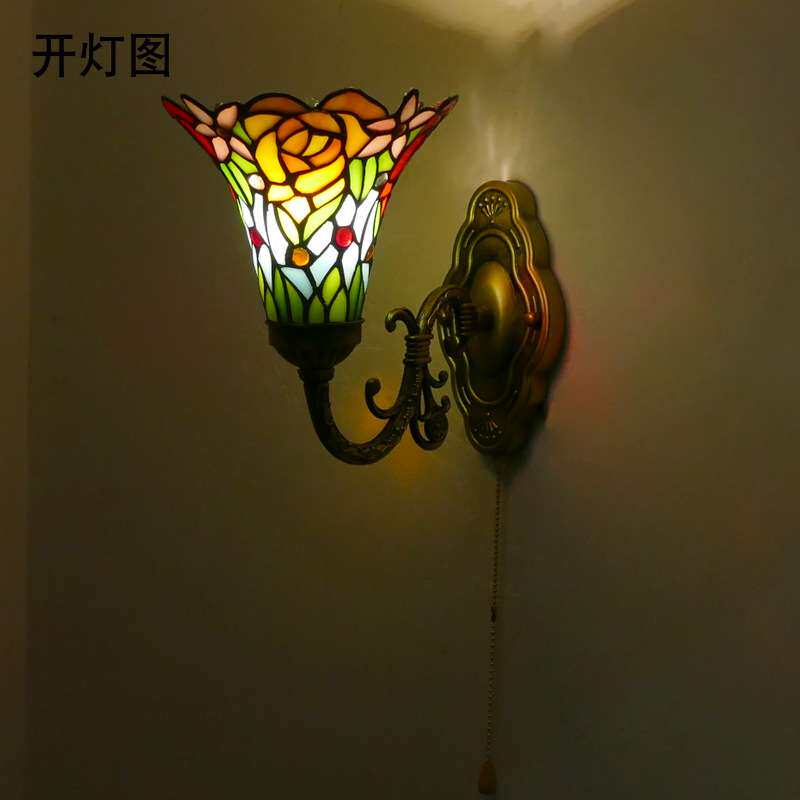 蒂凡尼多头简约镜前灯欧式田园葵子花壁灯化妆柜灯梳妆台镜壁灯具