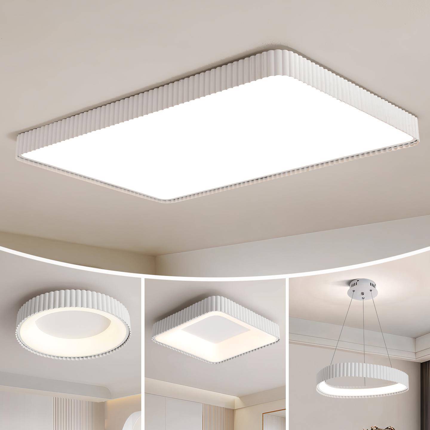 新款客厅吸顶灯奶油风全光谱长方形简约大厅高亮护眼全屋灯具700L