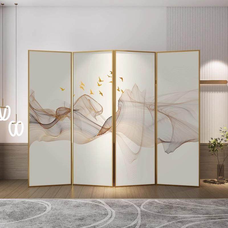 新中式铝合金屏风隔断移动酒店遮挡装饰折屏客厅入户茶室可折叠
