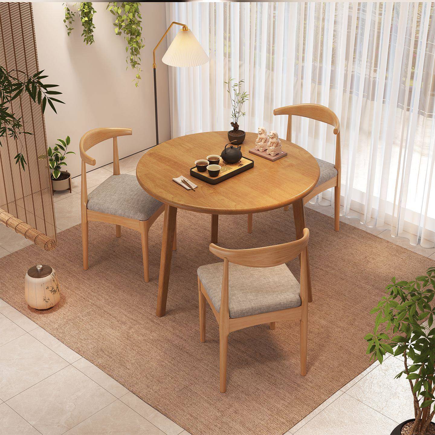 全实木茶台茶桌阳台小型喝茶桌家用茶几简约现代洽谈休闲桌椅组合