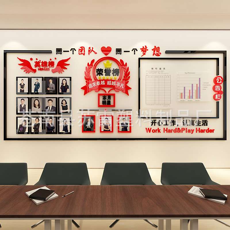 办公室装饰励志照片墙公司公告栏墙贴企业文化员工风采团队光荣榜