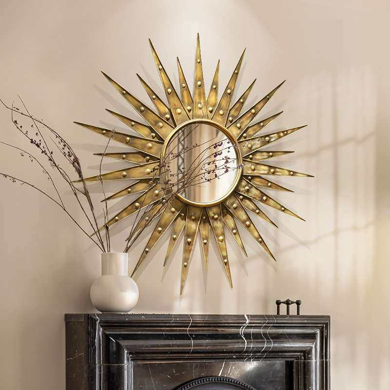 美式太阳镜子墙饰壁挂创意客厅墙壁饰玄关墙面挂件餐厅墙上装饰镜