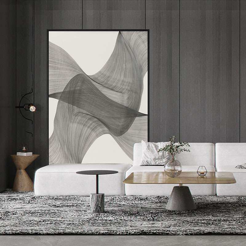 交织后现代线条玄关装饰画餐厅壁画北欧黑白落地客厅极简抽象挂画