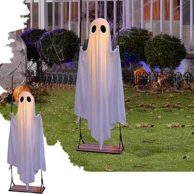 发光Halloween Decorations Outdoor幽灵悬挂秋千万圣节户外装饰