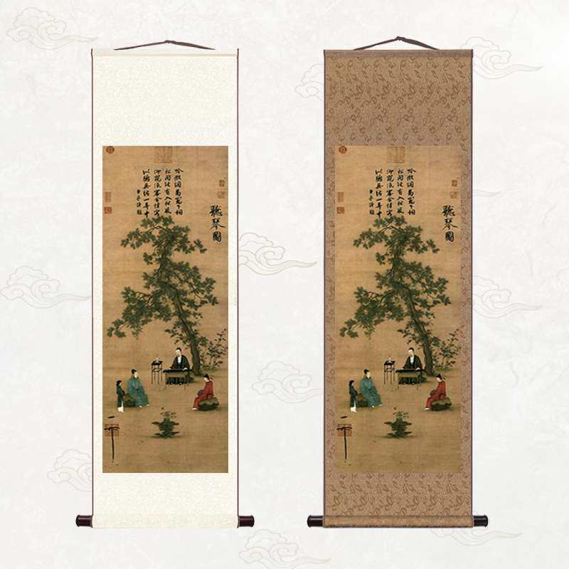 仿古字画卷轴画竖版听琴图入户玄关书房茶室民宿挂画新中式装饰画,玩具/童车/益智/积木/模型,遥控车升级件/零配件,淘宝优惠券,粉丝福利购,淘宝优惠卷