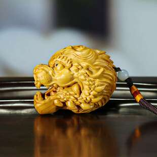 黄杨木雕手把件随身文玩把玩件木质饰品财福雕刻神兽饕餮小摆件