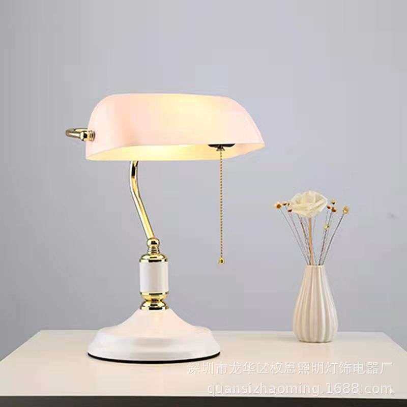 现代简约led床头灯民国风白色银行灯装饰卧室客厅学习办公台灯