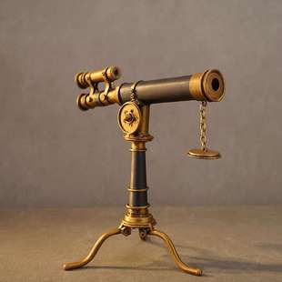 铁艺复古望远镜放映机样板房客厅玄关软装饰品摆件创意工艺品道具