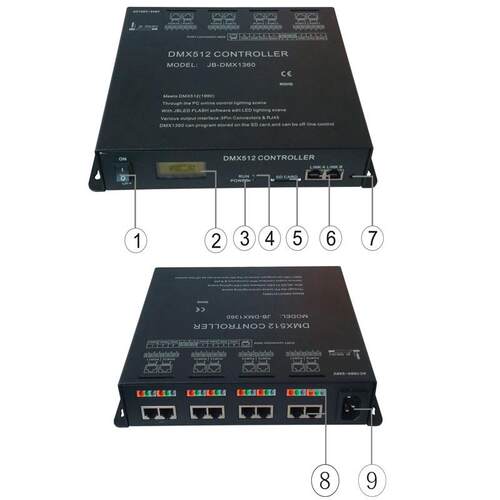 8端口输出 每口MAX带载170点 动画 图片播放 红外遥控DMX512主控