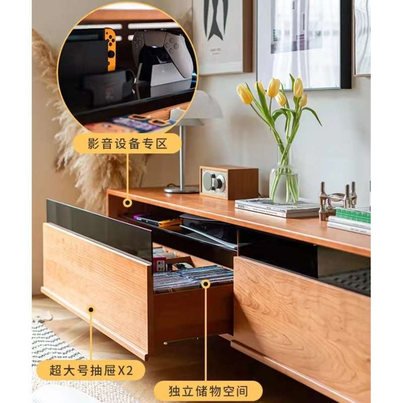 北美黑胡桃木原力电视柜纯实木试听柜原木影音柜樱桃木储物柜收纳