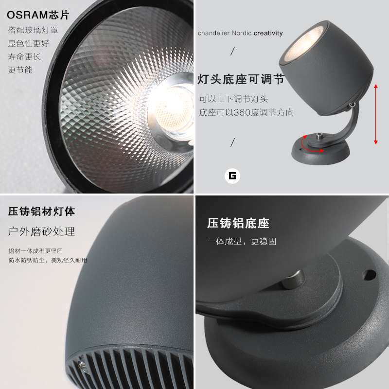 投光灯射灯花园别墅庭院照树灯草坪灯插地灯户外射树灯防水景观灯
