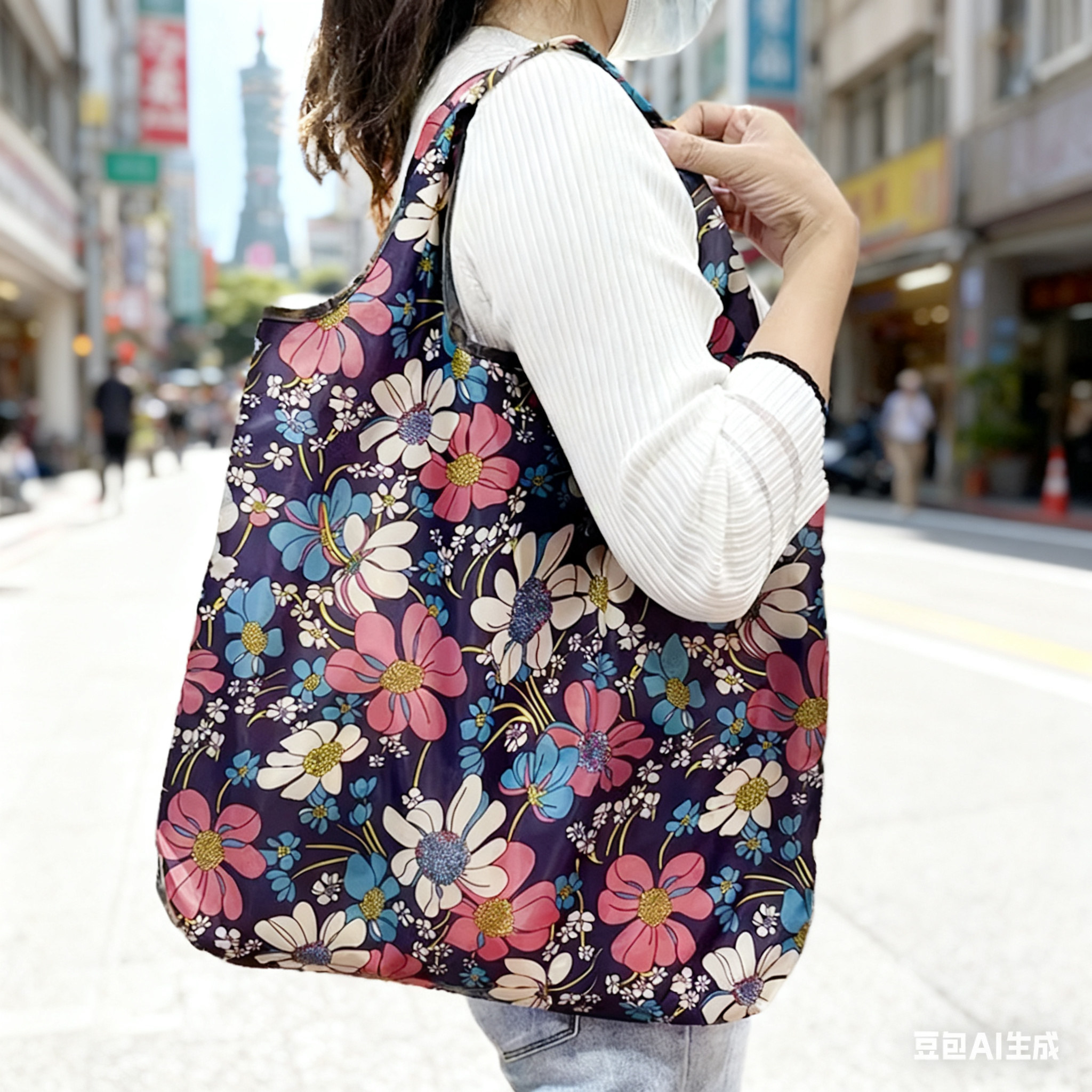 工厂现货出口大号大容量单肩便携可折叠环保购物袋韩版旅游买菜包,收纳整理,购物袋/环保袋/帆布袋,淘宝优惠券,粉丝福利购,淘宝优惠卷