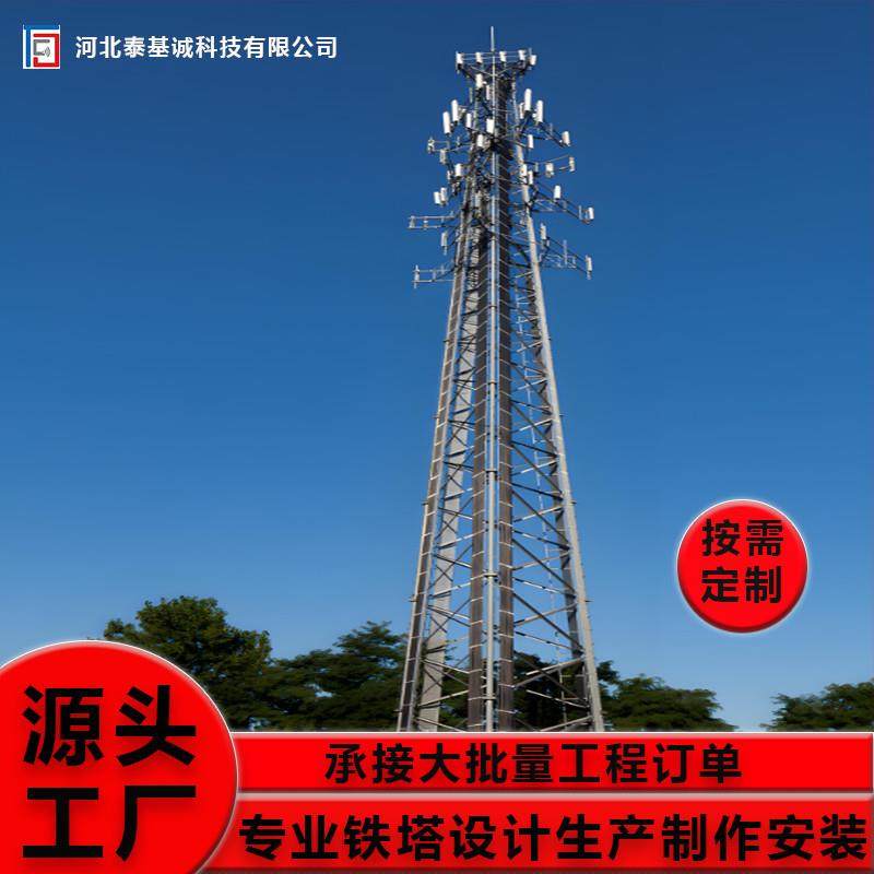 钢结构厂家单管通讯塔5G通讯塔楼顶信号抱杆5G基站角钢装饰塔直供