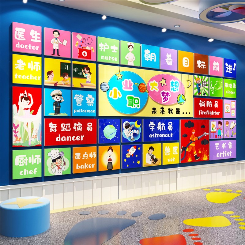 幼儿园墙面装饰环创主题成品材A料文化形象楼梯画室美术教室布置