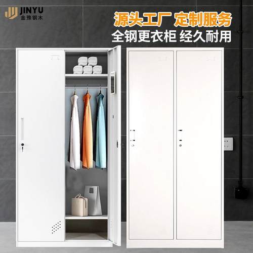 钢制二门更衣柜学校宿舍挂衣柜带锁储物柜办公室卫生间矮柜储物柜