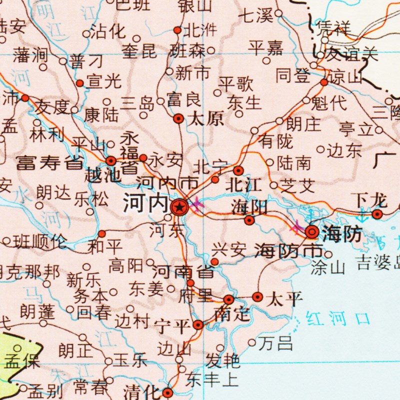新版越南地图老挝地图柬埔寨地图挂图行政交通带框办公室超大定制