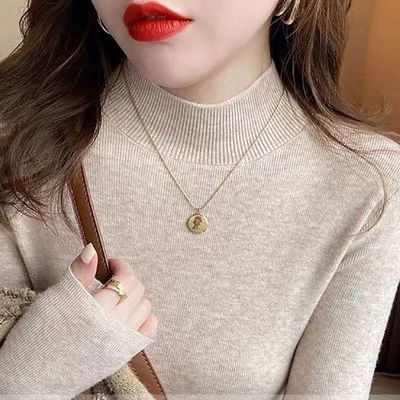 打底衫女内搭可外穿冬半高领针织衫毛衣女秋冬新款长袖百搭洋气修