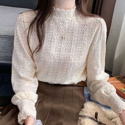 打底衣女内搭高级感可外穿配大衣半高领加绒蕾丝打底衫女秋冬2026