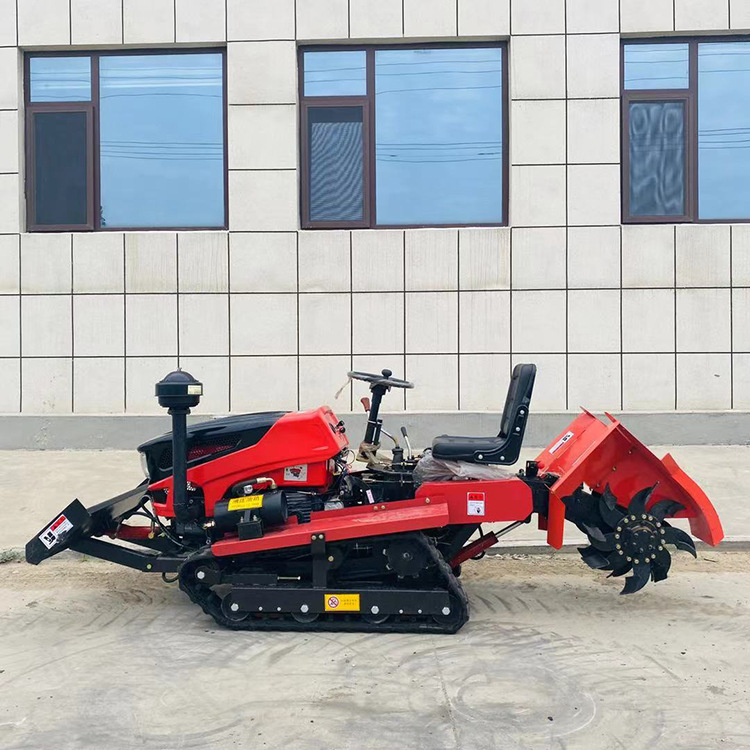 安徽家用大棚开沟施肥用履带式田园管理机推土旋耕开沟施肥一体