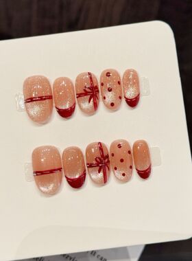 裸韵红礼纯手工裸透红结穿戴甲