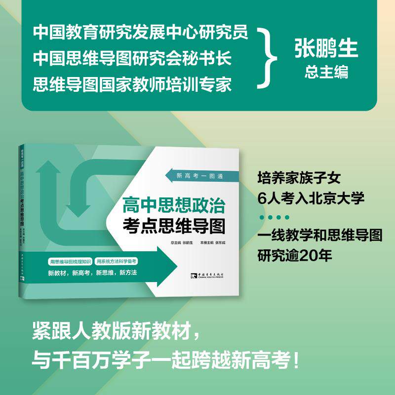 【新华正版】 新高考一图通高中思想政治考点思维导图(张鹏生培养家族子女6人考上北大) 张鹏生 张东成中青文 出品 中国青年出