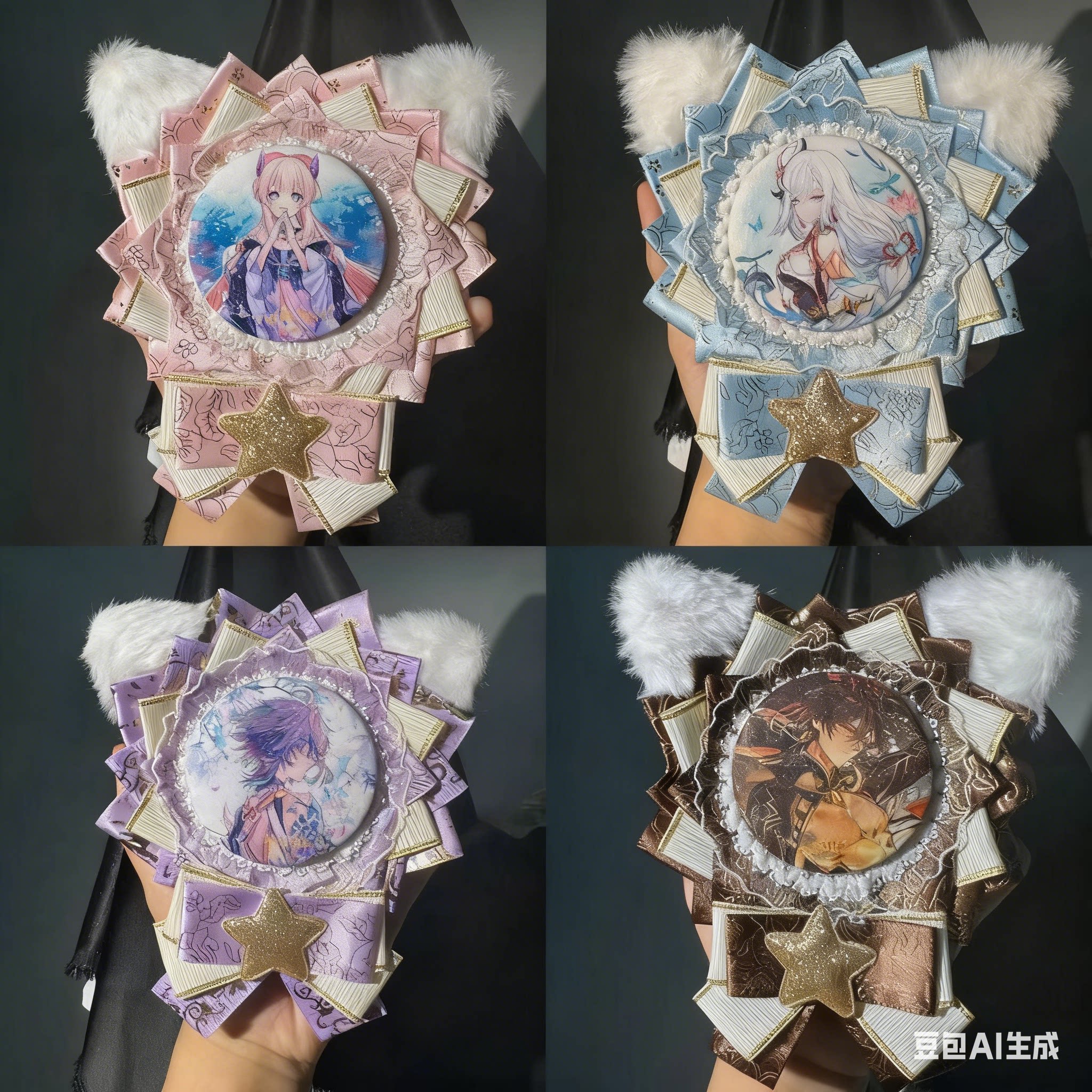 可爱小猫吧唧托原创设计二次元徽章托动漫周边痛包挂件华丽谷美