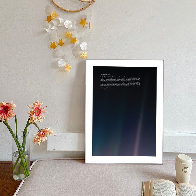 暗淡蓝点装饰画客厅墙画卧室抽象壁画宇宙星空太空淡蓝色圆点挂画